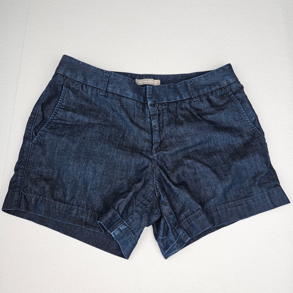 Banana Republic Womens Dark Wash Denim Shorts Blue Cotton Size 6 Indigo Casual
